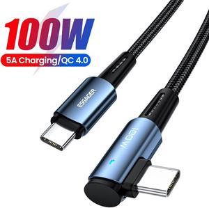 PD 100W USB C to USB C Cable,Jansicotek 5A 20V Fast Charging USB C Cable Right Angle Nylon Braided Charger Cord Type C Cable for Samsung S21 S20 iPad Pro Google Pixel LG (3.3FT, 1-PACK)