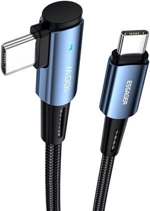 Jansicotek (6.6FT, 1-PACK) USB C Cable, Nylon Braided USB C to USB C Cable, 100W PD Fast Charging Type-C Cable Right Angle for lPad Mini/Air/Pro, MacBook Pro, Samsung Galaxy S22/S10, Pixel, LG