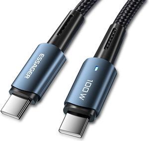 [1-Pack 6.6ft] USB C to USB C Cable Type C Fast Charge 5A PD 100W C to C Super Fast Charging, USB C Charging Cable 480Mbps Data Nylon Braided Charge Cable for Samsung Galaxy iPad MacBook