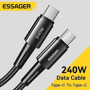 USB C Cable, 1-Pack 6.6FT Nylon Braided USB C to USB C Cable, 240W PD Fast Charging Type-C Cable for lPad Mini/Air/Pro, MacBook Pro, Samsung Galaxy S22/S10, Pixel, LG (Black)