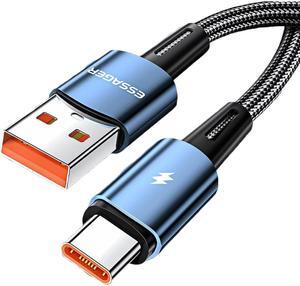 PD 120W USB A to USB C Cable,Jansicotek 6A Fast Charging USB C Cable Nylon Braided Charger Cord Type C Cable for Samsung S21 S20 iPad Pro Google Pixel LG (6.6FT, 1-PACK)