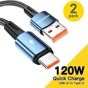 Jansicotek (6.6FT, 2-PACK) USB C Cable, Nylon Braided USB A to USB C Cable, 120W PD Fast Charging Type-C Cable for lPad Mini/Air/Pro, MacBook Pro, Samsung Galaxy S22/S10, Pixel, LG Jansicotek (6.6FT, 2-PACK) USB C Cable, Nylon Braided USB A to USB C Cable, 120W PD Fast Charging Type-C Cable for lPad Mini/Air/Pro, MacBook Pro, Samsung Galaxy S22/S10, Pixel, LG