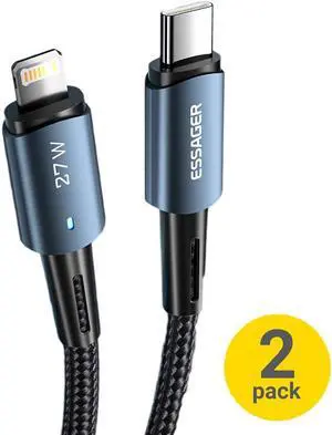 27W PD USB C to Lightning Cable (6.6FT, 2-PACK), Fast Charging Compatible with iPhone 14 13 12 11 Pro Max Mini XR XS 8 SE iPad 27W PD USB C to Lightning Cable (6.6FT, 2-PACK), Fast Charging Compatible with iPhone 14 13 12 11 Pro Max Mini XR XS 8 SE iPad