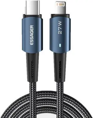 Jansicotek PD27W USB C to Lightning Cable,3A Fast Charging [Apple MFi Certified] Nylon Braided Charger Cord for iPhone 14/13 Pro/13 Pro Max/12 Pro/11 Pro Max/X/XS, iPad, AirPods Pro (10FT, 1-PACK)