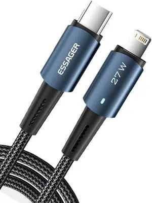 (10FT, 1-PACK) Nylon Braided USB C to Lightning Cable, 27W PD Fast Charging [Apple MFi Certified] for lPad Pro, iPhone 14 13 13 Pro 12 Pro Max 12 11 X XS XR 8 Plus, AirPods Pro