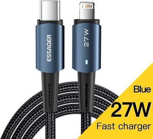 [10ft, 1-pack] ESTONE USB C to Lightning Cable 3A PD 27W Cable QC4.0 Super Fast Charging Nylon Braided Charger Cord 480Mbps Data for Apple iPhone 14/13/12/Pro/11/8/7/6