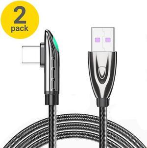 PD 66W USB C to USB C Cable,Jansicotek 6A 11V Fast Charging USB C Cable Right Angle Nylon Braided Charger Cord Type C Cable for Samsung S21 S20 iPad Pro Google Pixel LG (3.3FT, 2-PACK)