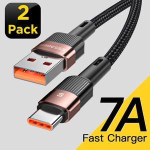 USB A to USB C Supercharge Braided Cable Data Transfer, 100W PD Fast Charging with 100W QC 4.0 Fast Charging Cord for Samsung Galaxy S10/ S9 / S9+ / S8 / S8+ / Note 8, LG V20 and More, [2-Pack, 6.6ft]