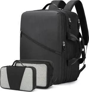 3 in 1 Fit 17.3 Inch Laptop Carry on Backpack, Extra Large Airline Approved Travel Backpacks with 2 bags, Water Resistant Expandable Overnight Luggage Daypack Business Suitcase Weekender Bag