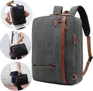 CoolBELL Convertible 17.3 Inches Laptop Bag [3 in 1] Messenger Bag Shoulder Bag Backpack Multi-functional Briefcase for Men Women Business Work Travel (Canvas Gray)