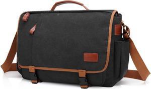 Messenger Bag for Men - Canvas Shoulder Bag Laptop Crossbody Bag Satchel Bags for Work Travel College fits 17.3 Inch Laptop Notebook - Dark Grey