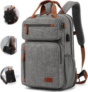 Laptop Backpack for Men - Stylish College Bookbag for Daily Commutes and Travel - 15.6 inch Travel Laptop Backpack with USB Charging Port - Waterproof - Grey