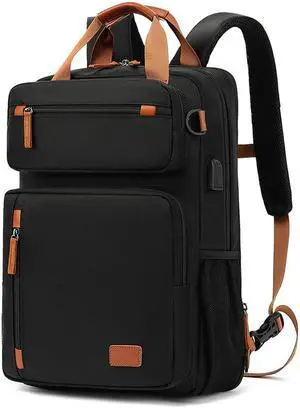 Travel Laptop Backpack Women Men, 15.6 Inch Anti Theft Laptop Backpack with USB Charging Port Water Resistant Casual Daypack College Bookbags Computer Backpack for Work, 15.6 inch, Black