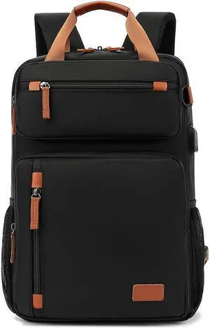 Travel Laptop Backpack Water Resistant Anti-Theft Bag with USB Charging Port 15.6 Inch Computer Business Backpacks for Women Men Work College Gift,Casual Daypack, 15.6 Inch Laptop- Black