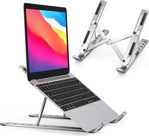 Portable Laptop Stand for Desk, Foldable Travel Laptop Stand, Adjustable Height Computer Stand for Laptop Riser, MacBook Air Pro Stand fit for HP Lenovo Dell 10-15.6 Inch Laptops Tablets (Silver)