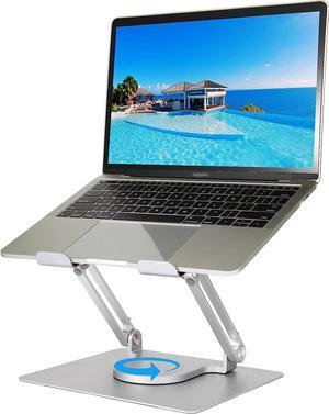 Laptop Stand with 360 Rotating Base for Desk, Metal Computer Riser, Heavy Stable PC Holder, Ergonomic Laptops Elevator for 10 to 17 Inches Notebook Computer tablet, Silver