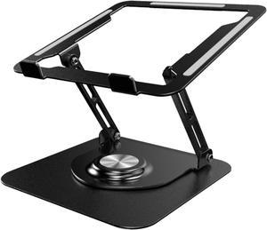 Laptop Stand, Ergonomic 360° Swivel Laptop Stand for Desk, Adjustable Metal Computer Stand, Foldable and Portable Laptop Riser Holder for MacBook, iPad Pro, 10-16" Laptops - Black