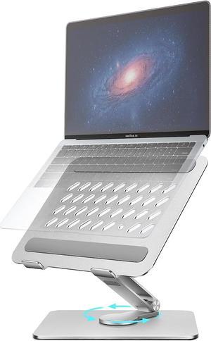 Laptop Stand with 360 Rotating Base, Adjustable Laptop Stand with 360 Rotating Base Foldable Laptop Riser Compatible with MacBook Pro/Air Notebook up to 17.3 Inches, Silver