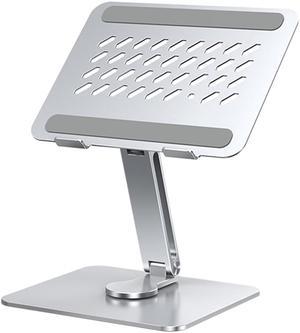 Swivel  Laptop Stand, Tablet Stand 360 Degree Rotation Folding Hollow Cooling Aluminum Alloy Desktop Tablet Laptop Holder Stand Holder Silver