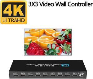 4K Video Wall Controller 3x3, 4K@30Hz HDMI Video Wall Processor Supports 1x1,1x2, 1x3, 1x4, 2x1, 2x2, 2x3, 2x4, 3x1, 3x2, 3x3, 4x1, 4x2 - 1 HDMI Input & 9 HDMI Output