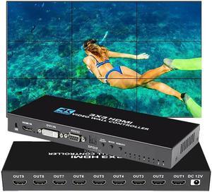 4K Video Wall Controller 3x3 Video Wall Processor 1x1,1x2, 1x3, 1x4, 2x1, 2x2, 2x3, 2x4, 3x1, 3x2, 3x3, 4x1, 4x2, 19-Screen Splicing Display Controller with Remote Control