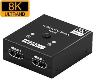 HDMI 2.1 Switch, 8K High-Speed 48Gbps Bi-Directional  HDMI 2.1 Splitter Switcher, Supports 8K@60Hz 4K@120Hz, Compatible for PS5/PS4 Projectors Monitor Blu-Ray Player Xbox (2 in 1/1 in 2)
