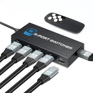 8K@60Hz 5x1 HDMI Switch, HDMI 2.1b Switch 5 in 1 Out, 8K HDMI Switcher Splitter with Remote, HDR10, HDCP 2.3 & 3D - OZ8Q5