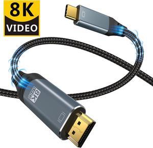 USB C to HDMI Cable (8K@30Hz) 3.3FT, Type C to HDMI Adapter Thunderbolt 4/3 to HDMI for Home Office Compatible with iPhone 15 Pro Max Plus, MacBook Pro Air iPad Pro, XPS, Galaxy S23