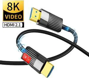 8K HDMI Fiber Optic Cable 50ft, 48Gbps Ultra High Speed HDMI 2.1 Cable, CL3 Rated, 8K60Hz 4K120Hz 2K144Hz Dynamic HDR HDCP 2.2 & 2.3 eARC Compatible for Xbox Series X PS5 LG C9 Samsung