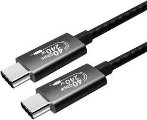 [5Ft] Braided USB4 Cable 240W Compatible with Thunderbolt 3/4 Devices, USB4 Cable with 40GBps Data Transmission and 8K@60Hz Video USB-C for Thunderbolt 4, Dell, SSD, Pixel, Hub, Docking, and More