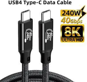 [5Ft] Braided  USB4 Cable Support 40GBps Data Transmission, 240W (48V5A) PD Super Fast Charge, 8K@60Hz HD Extension for SSD, Samsung,Steam Deck,Switch,eGPU,MacBook