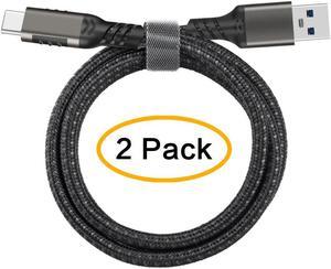 USB A to USB C Braided Cable 2Pack(1.6ft+1.6ft), USB 3.1 Gen 2 10Gbps 3A 60W Fast Charge ,for PD Docking Station,T5 LaCie SSD,Hard Drives,MacBook Pro,iPad Pro 2018,Black