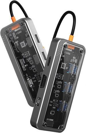 USB C Docking Station, 10 in 1 Docking Station Dual Monitor with 4K HDMI, 100W PD, 1000M Ethernet, SD/TF Card Reader, 3*USB 3.0 Port, Mic/Audio Multi-Port USB C HUB Compatible with Notebook Laptop
