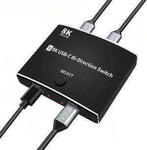 USB C Switch KVM Switch,Bi-Directional USB Switch Selector 2 in 1 Out/1 in 2 Out, USB Switcher USB KVM Switch 8K@60Hz Video 10Gbps Data Transfer 100W Charging USB-C Cables Included