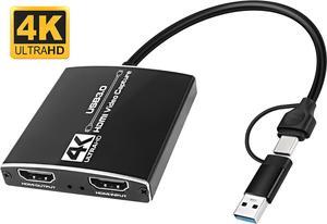 USB3.0/USB-C Video Capture Card,Jansicotek 4K30 HDMI Capture Card,Game Capture Card for Live Streaming/Video Recording/Screen Sharing/Game Playing, Recording Work with Switch/Game Console/Phone