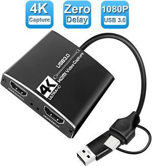 4K30 Capture Card USB 3.0/USB-C,Jansicotek HDMI Video Capture Card to USB with Microphone & HDMI Loop-Out, Capture Card 1080p 60fps for Streaming, Compatible with Nintendo PC/PS4/XBOX/Switch/DSLR/OBS