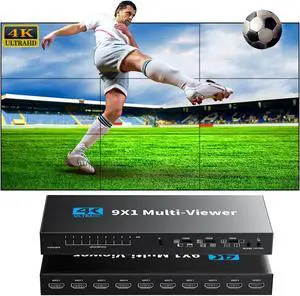 Jansicotek 9x1 Multi-viewer HDMI 4K Video Switcher 4K@30hz, HDCP1.4, 9 in 1 Out Updated 9x1 HDMI Switcher Control by IR Remote for Security Camera, Gaming Consoles