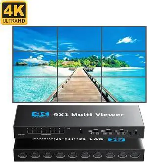 HDMI Multi-Viewer Switch 9x1, HDMI Nine Seamless Switcher 9 in 1 Out Support 4K@30Hz 1080P@60Hz & 10 Display Mode, Split Screen for TV/PC/STB/DVD with IR Remote