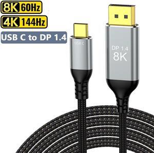 USB Type C to DisplayPort 1.4 Cable 3.3ft/1m, 32.4Gbps, 8K@60Hz or 4K@144HZ, with HBR3, DSC, HDCP 2.2, DP Alt Mode, Backwards Compatible, Works with Windows, MacOS, iPadOS, Android, and More