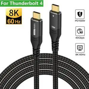 6.6-Foot USB4 Cable Compatible with Thunderbolt 3, Thunderbolt 4 and USB-C - Supports 8K@60Hz 5K@60Hz 4K@144Hz HD Display, 40gbps Data Transfer, 100W Charging