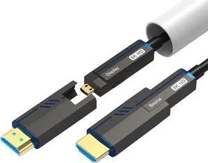 8K Fiber Optic HDMI Cable 50FT (48Gbps, in-Wall CL3 Rated, eARC, 8K 60Hz, 4K 144Hz, HDCP 2.3, HDR10+) Ultra High Speed Long Detachable HDMI AOC 2.1 Cable - for Gaming, VR, HDTV, Monitor, PC