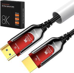 16FT Long Gaming HDMI2.1 Fiber Optic Cable, 48Gbps High Speed HDMI Cord 4K120 144Hz eARC HDCP 2.2&2.3 Compatible for PS5, SoundBar, AVR, UHD TV RTX 3090, in Wall Plenum-Rated Cables for Pipes,