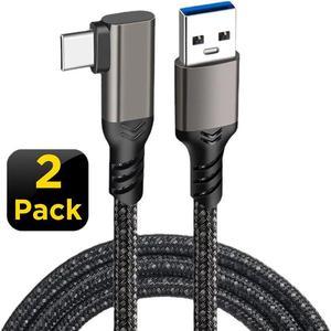 USB A to USB C Braided Cable 2Pack(1.6ft+1.6ft), USB 3.1 Gen 2 10Gbps 3A 60W Fast Charge ,for PD Docking Station,T5 LaCie SSD,Hard Drives,MacBook Pro,iPad Pro 2018,Black