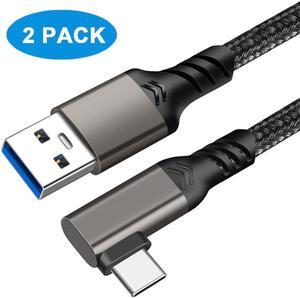 10Gbps USB 3.2 Gen 2 90 Degree Braided Cable 10 ft+10 ft, 10Gbps High-Speed, Support 60W 3A Fast Charging for Laptop, MacBooks, iPad Pro, Dell, Phones, Docking, SSD,Hard Drives etc