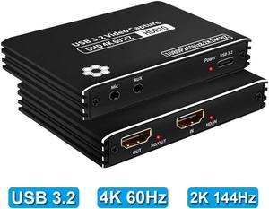 Jansicotek 4K USB3.2 HDMI Video Capture Card 4K 60fps Board Game Capture Card USB-C Recorder Box Device for Live Streaming Video Recording Loop Out, works with PC and Mac