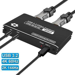 Jansicotek 4K60 USB3.2 HDMI Video Capture Card Live Recording Box 4K 60fps USB A/C Video Card for Game Live Streaming for PS4 Computer Phones, works with PC and Mac