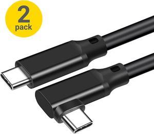 Elbow USB C to USB C Cable 2Pack(1.6ft+1.6ft), USB 3.2 Gen 2X2 20Gbps 5A 100W Fast Charge, 4K@60Hz Video ,for PD Docking Station,T5 LaCie SSD,Hard Drives,MacBook Pro,iPad Pro 2018,Black