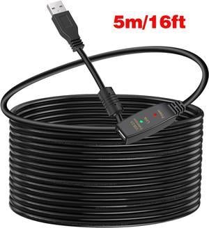 USB Extension Cable 16 Feet (5 Meter) USB 3.0 Active Cable Repeater Cable Type A Male to A Female with Built-in Signal Booster Chips for Printer, Xbox, Webcam, VR, Hard Drive, USB Hub and More
