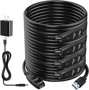USB 3.0 Active Extension Cable 100 Feet, Long USB Type-A Male to Female Extender Cord, Built-in 4 Signal Booster Smart Chips, 5Gbps Transfer, for Printer, Xbox, Webcam, VR, Hard Drive and More USB 3.0 Active Extension Cable 100 Feet, Long USB Type-A Male to Female Extender Cord, Built-in 4 Signal Booster Smart Chips, 5Gbps Transfer, for Printer, Xbox, Webcam, VR, Hard Drive and More