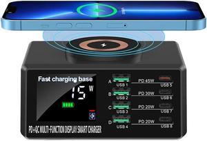 Jansicotek 110W USB Charger, 110W 8-Port PD3.1 USB C Charging Station,Desktop Wireless USB C Laptop Charger Portable Travel USB C Power Adapter Block for MacBook Pro Air iPad Pro iPhone Samsung
